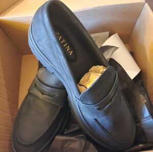 PLG patina BNNU Zoe chunky loafer in Shadow Black